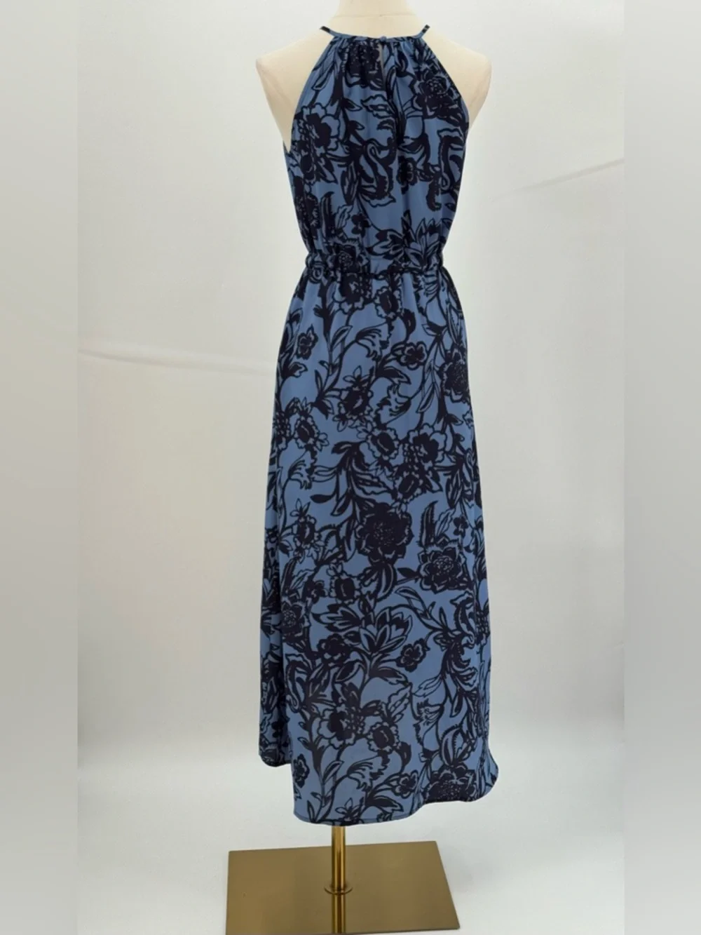 Loft Blue Floral Halter Maxi High Low Keyhole Vacation Summer Boho SZ XS-P - Picture 2 of 13